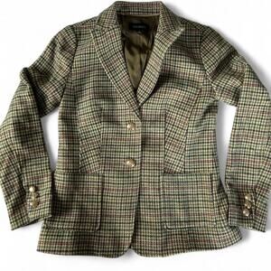 NWOT Talbots plaid wool blend blazer with gold buttons size 2 S
